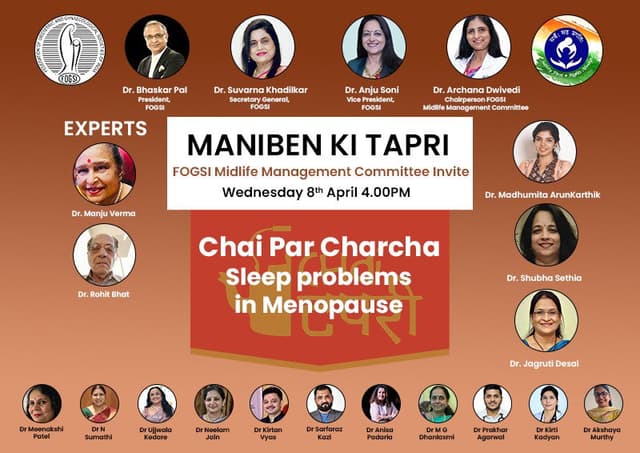 FOGSI Webinars Discussion Over Tea: Sleep Problems in Menopause